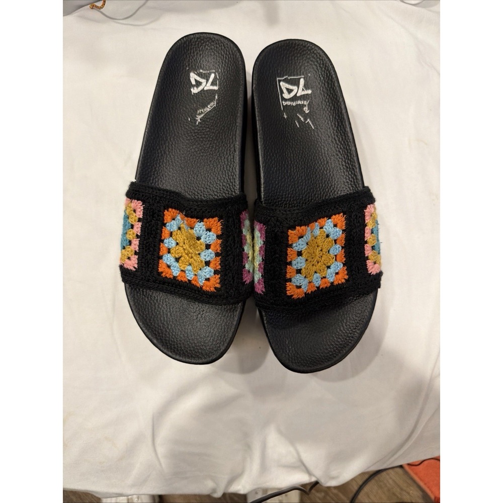 Dirty Laundry Multicolor Floral Crochet Boho Platform Slide Sandals 10 (43)